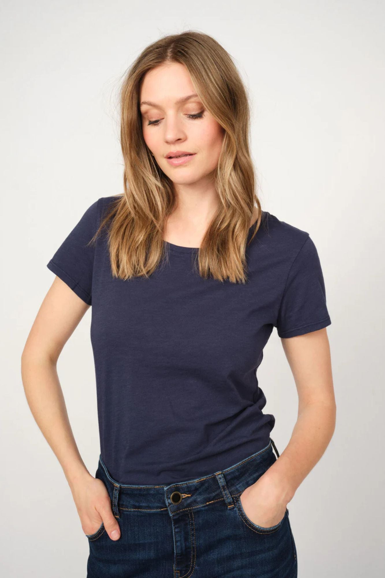 Arden Organic Crew Neck Tee Navy