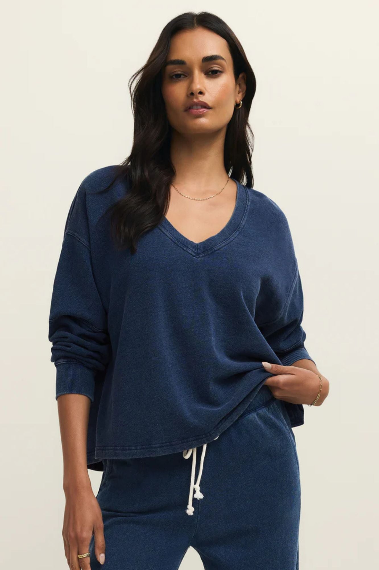 Delphine Knit Denim Sweatshirt