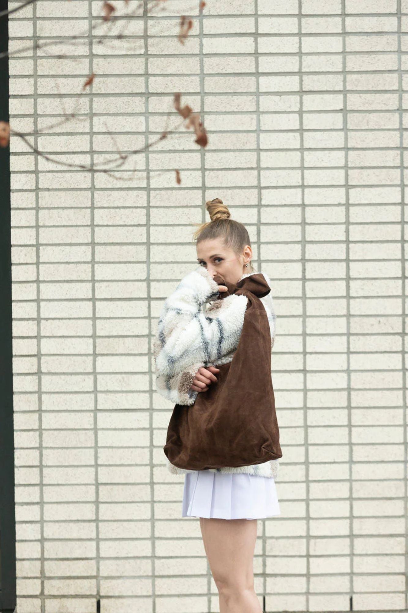Knot Suede Shoulder Bag