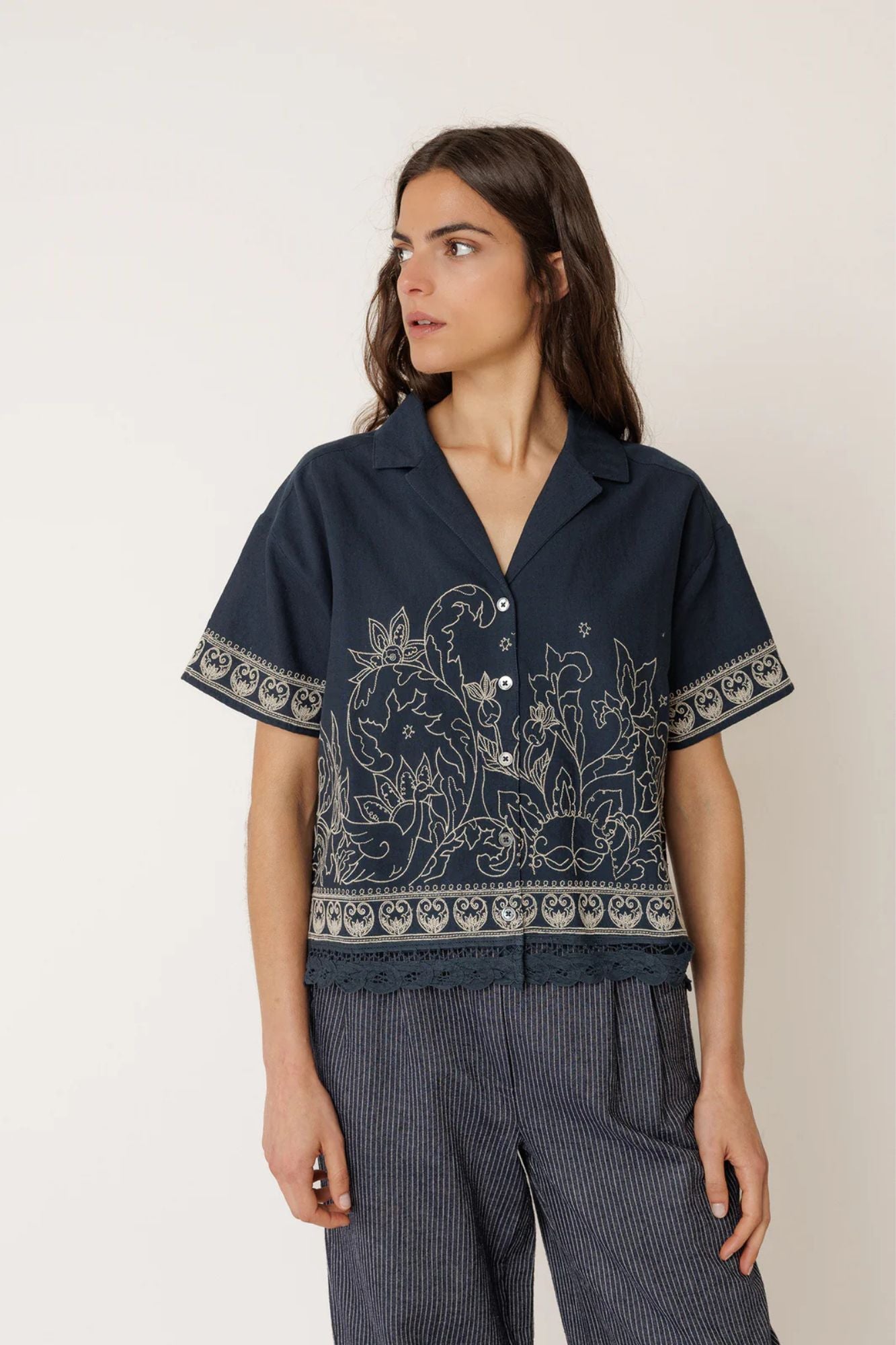 Shirt With Contrast Embroidery