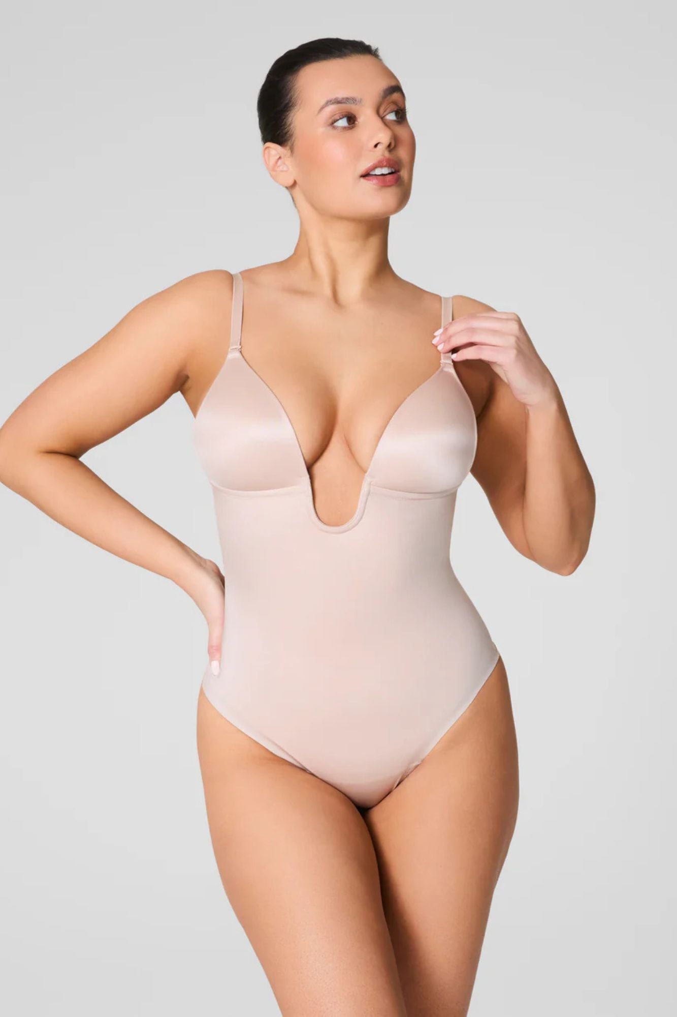 Plunge Low-Back Thong Bodysuit