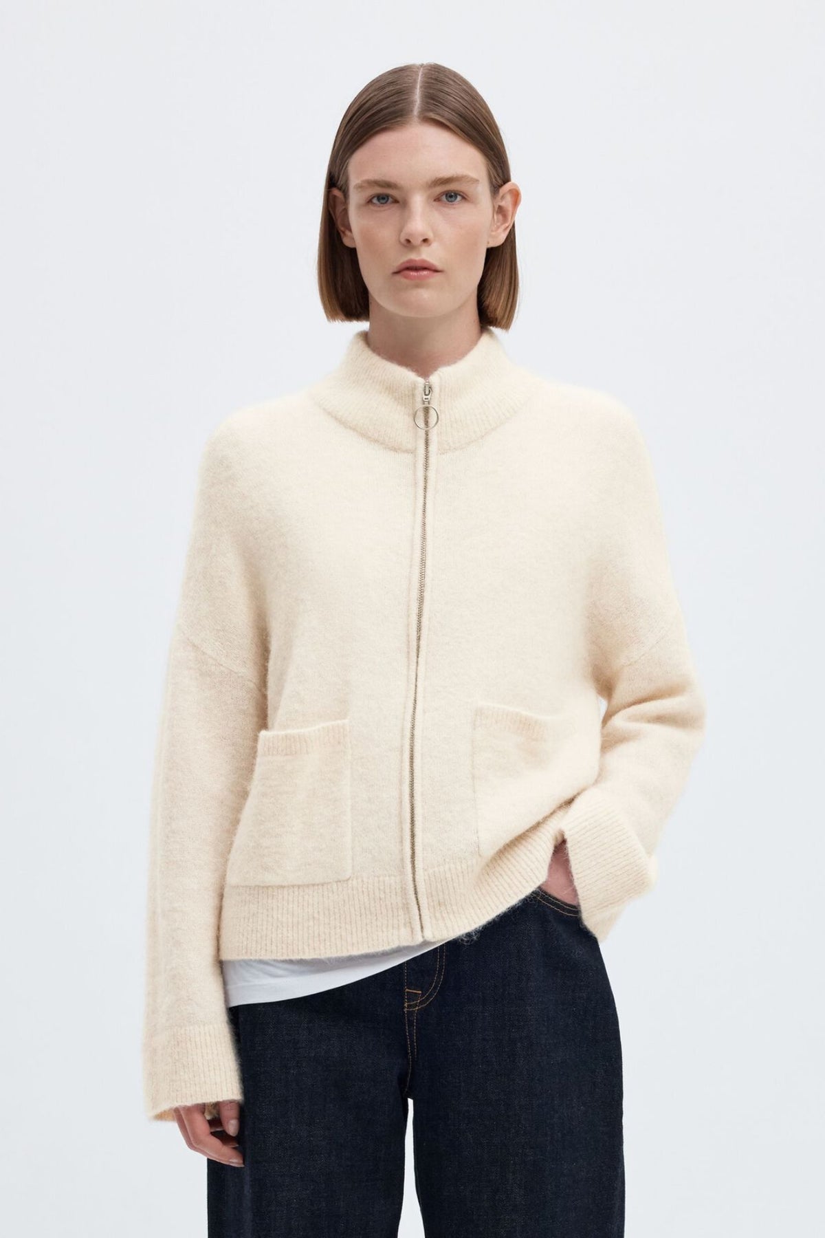 Sia Ras Knit Zipper Cardigan