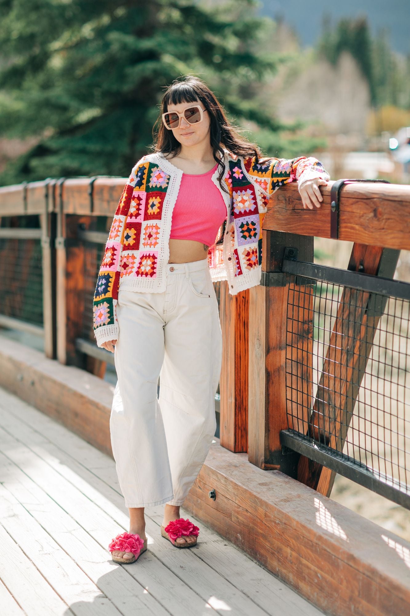 Bright Crochet Squares Cardigan