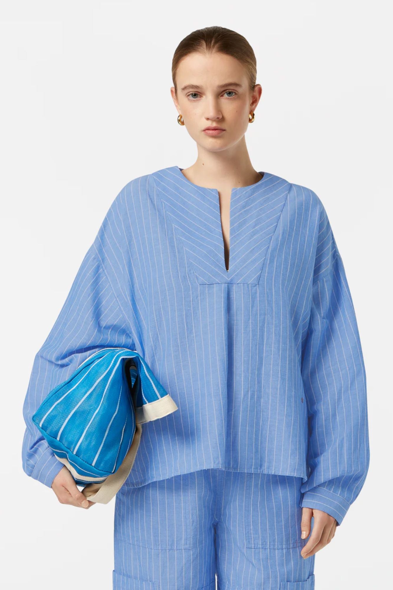 Cotton Linen Bib Shirt