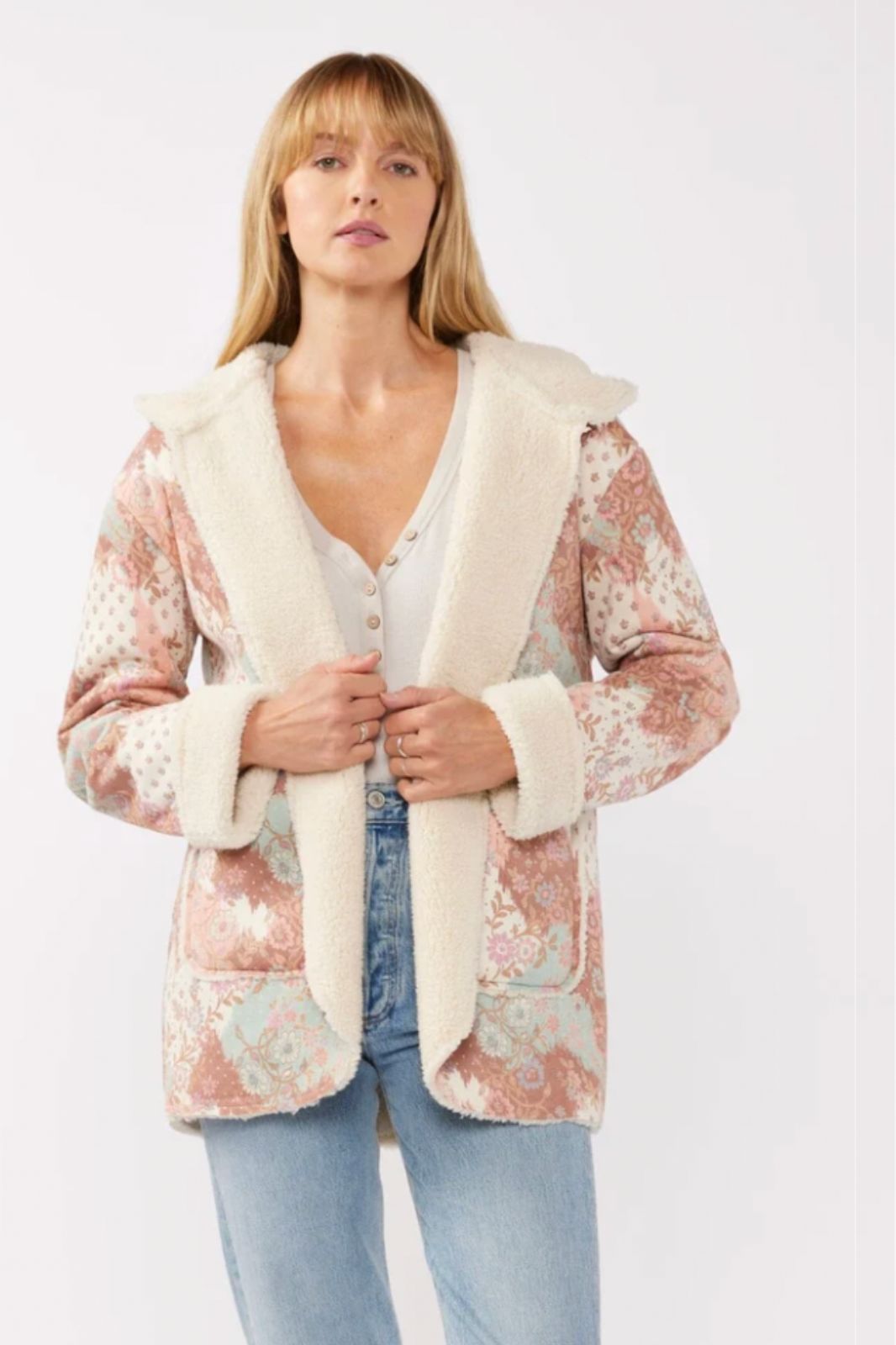 Printed Floral Patch Sherpa