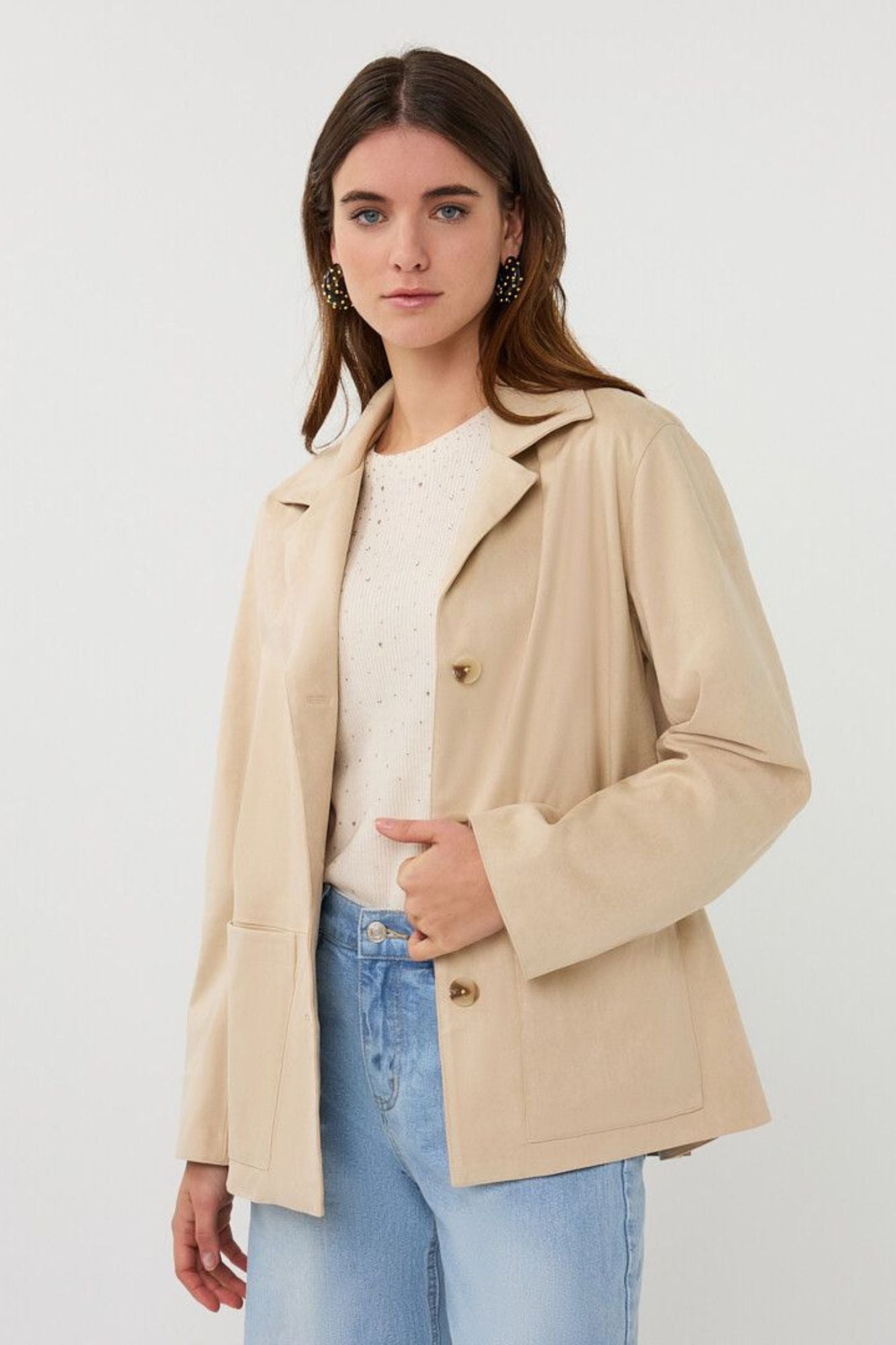 Sand Suedine Blazer