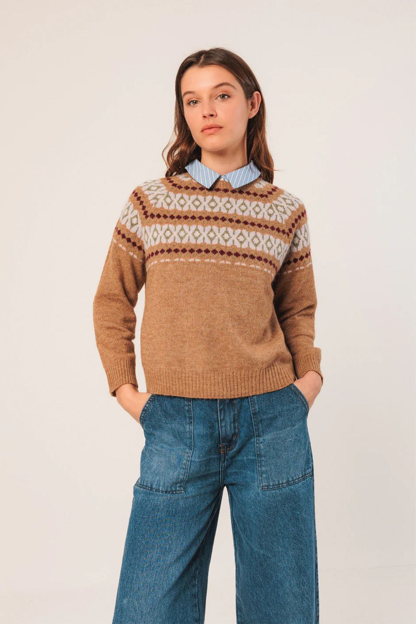 Jacquard Border Sweater