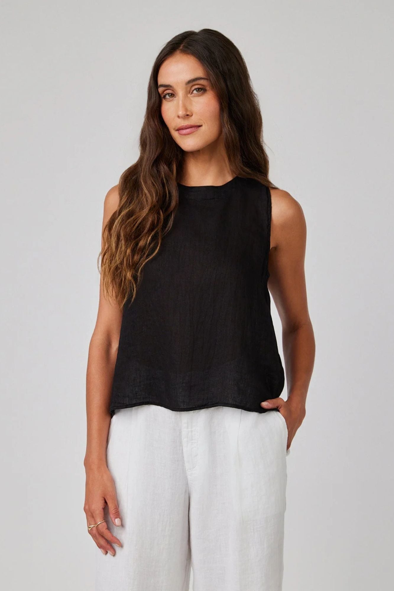 Sleeveless Button Back Top