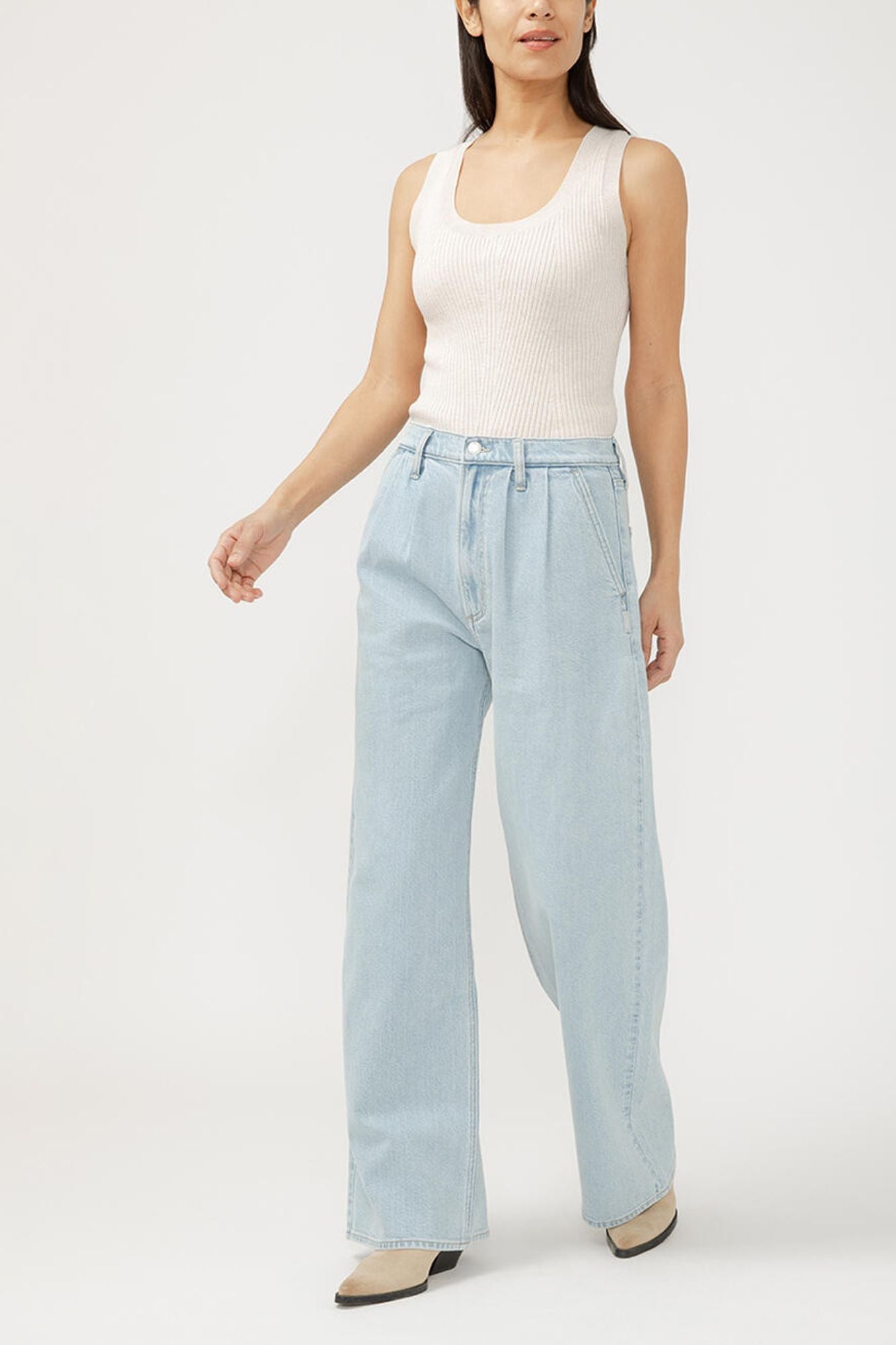 Pleated Denim Trouser