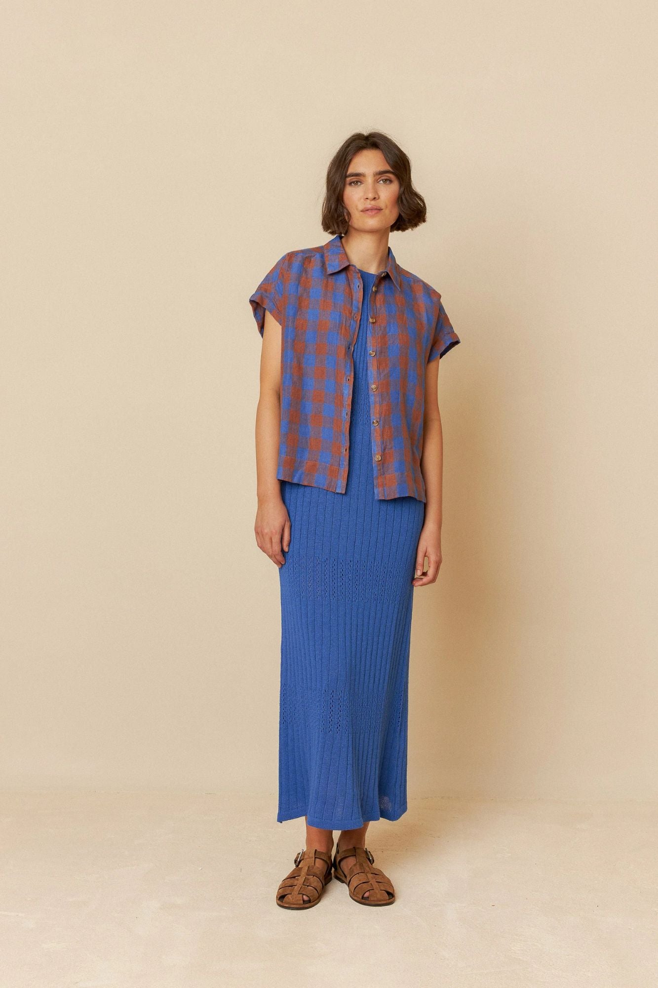 Checked Linen Blouse