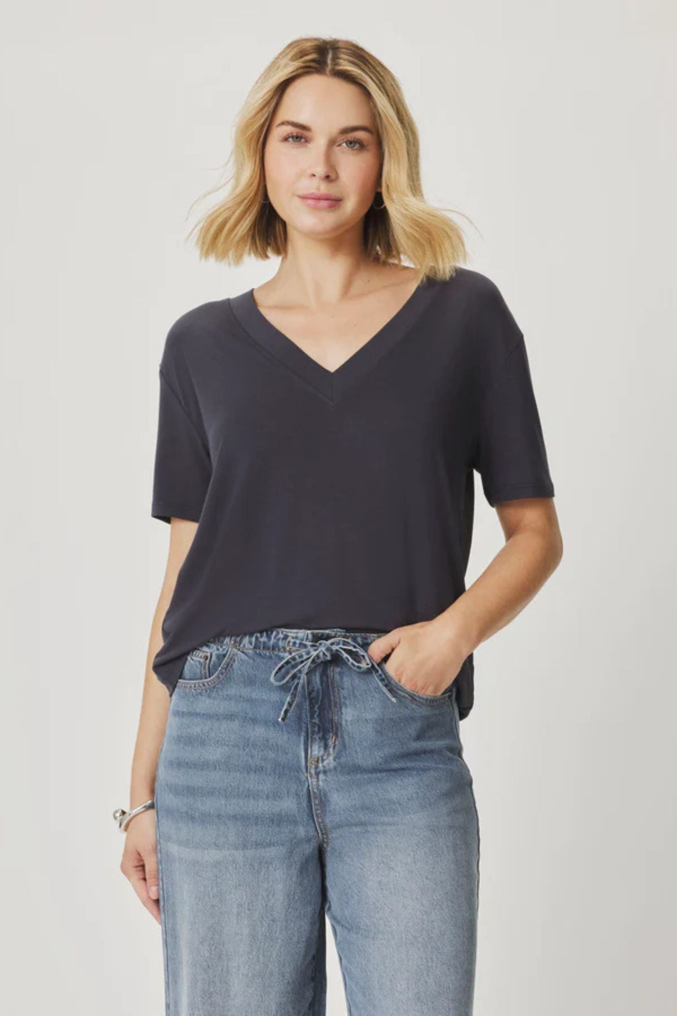 Kacey Bamboo V Neck SS Tee