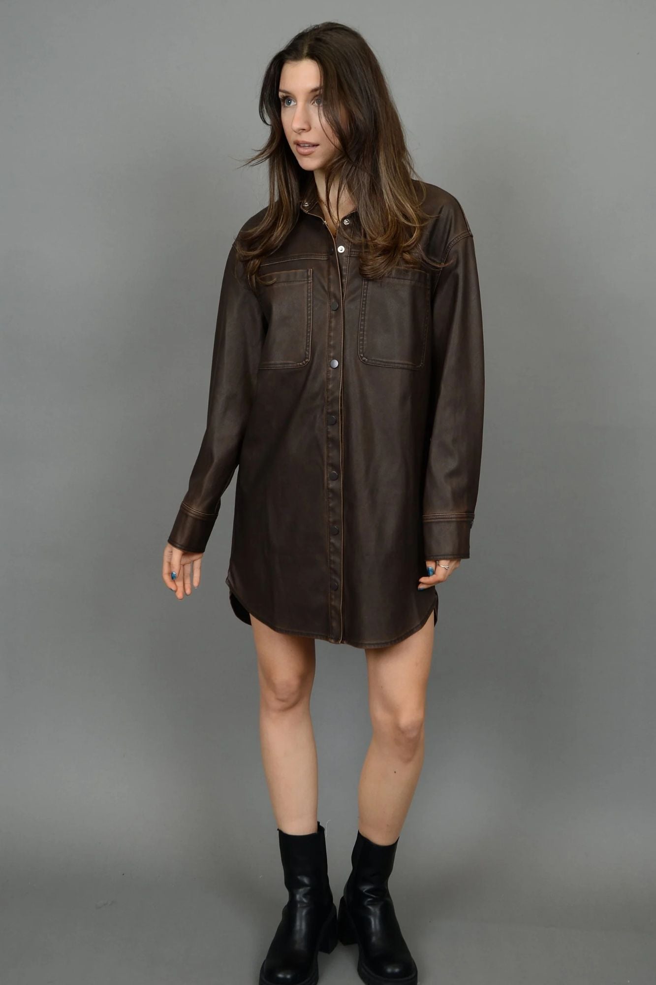 Aliska Faux Leather Dress