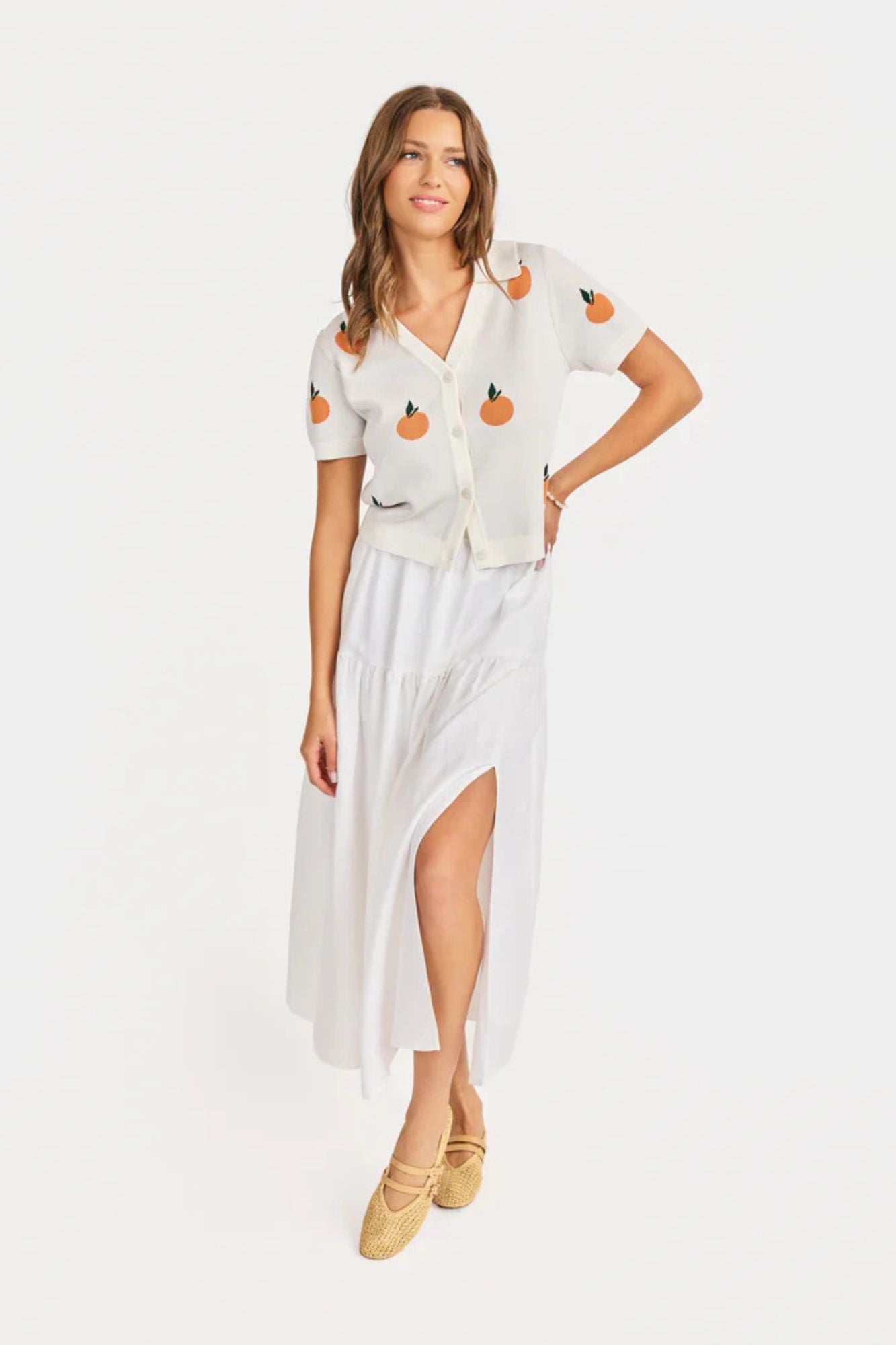 Citron Embroidered Orange Knit Shirt