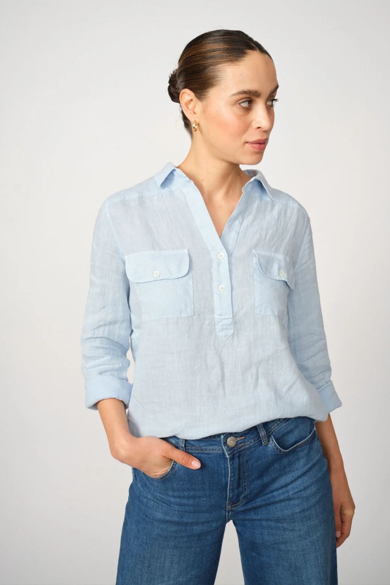 Enna Linen Pocket Blouse