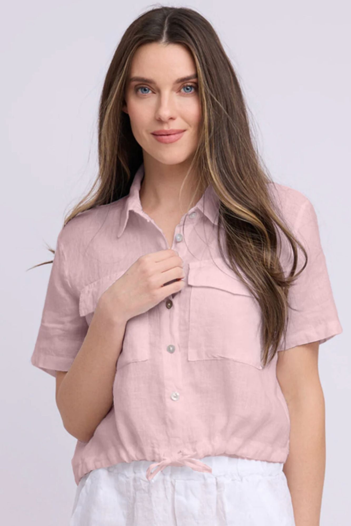 Drawstring Linen Shirt