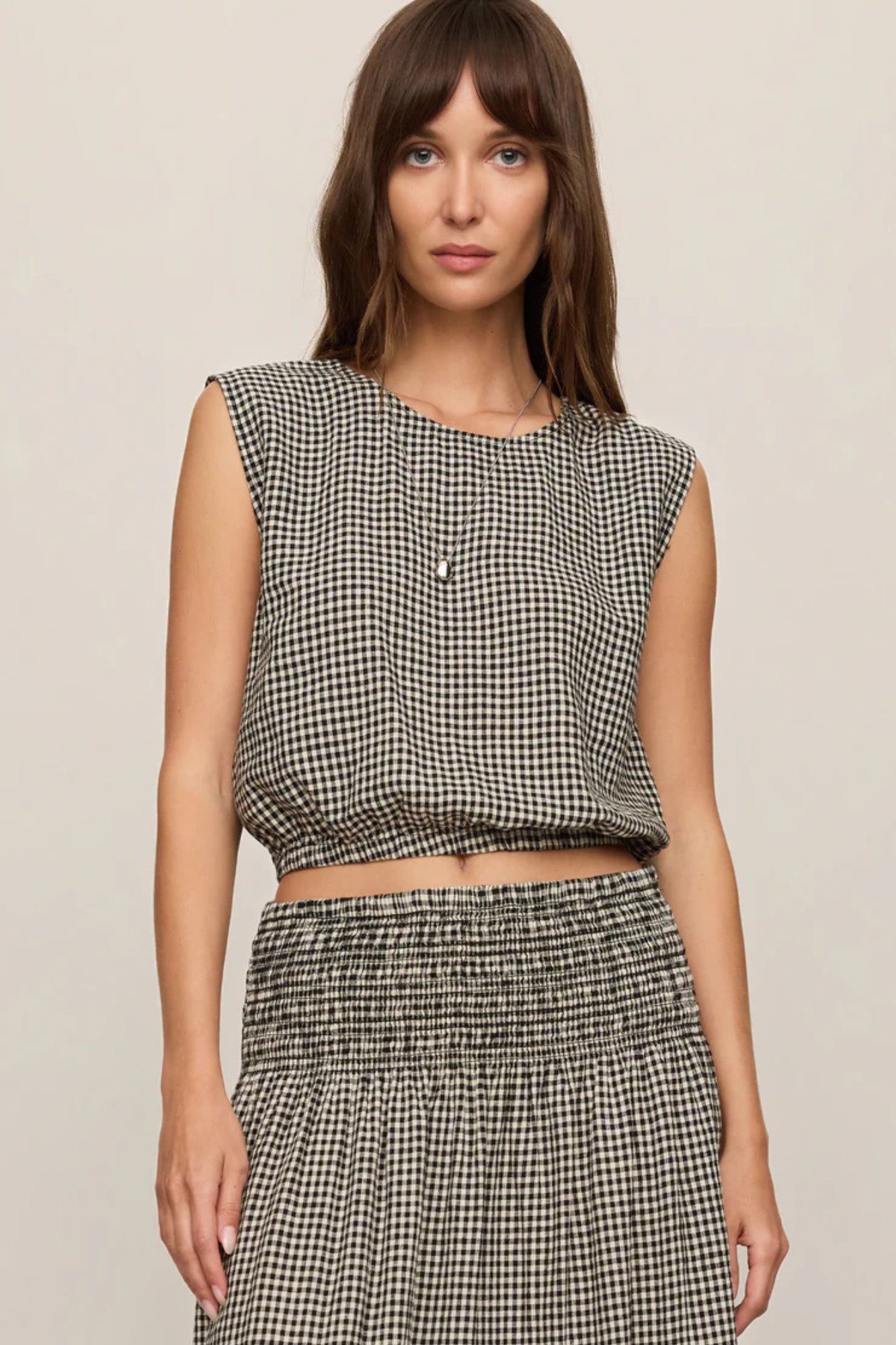 Merit Cropped Gingham Top
