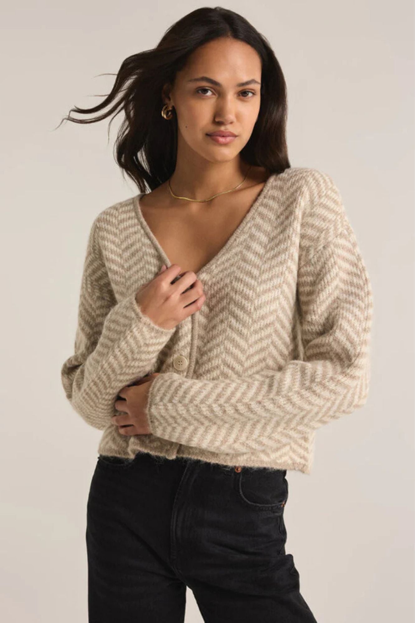 Naomi Herringbone Cardigan