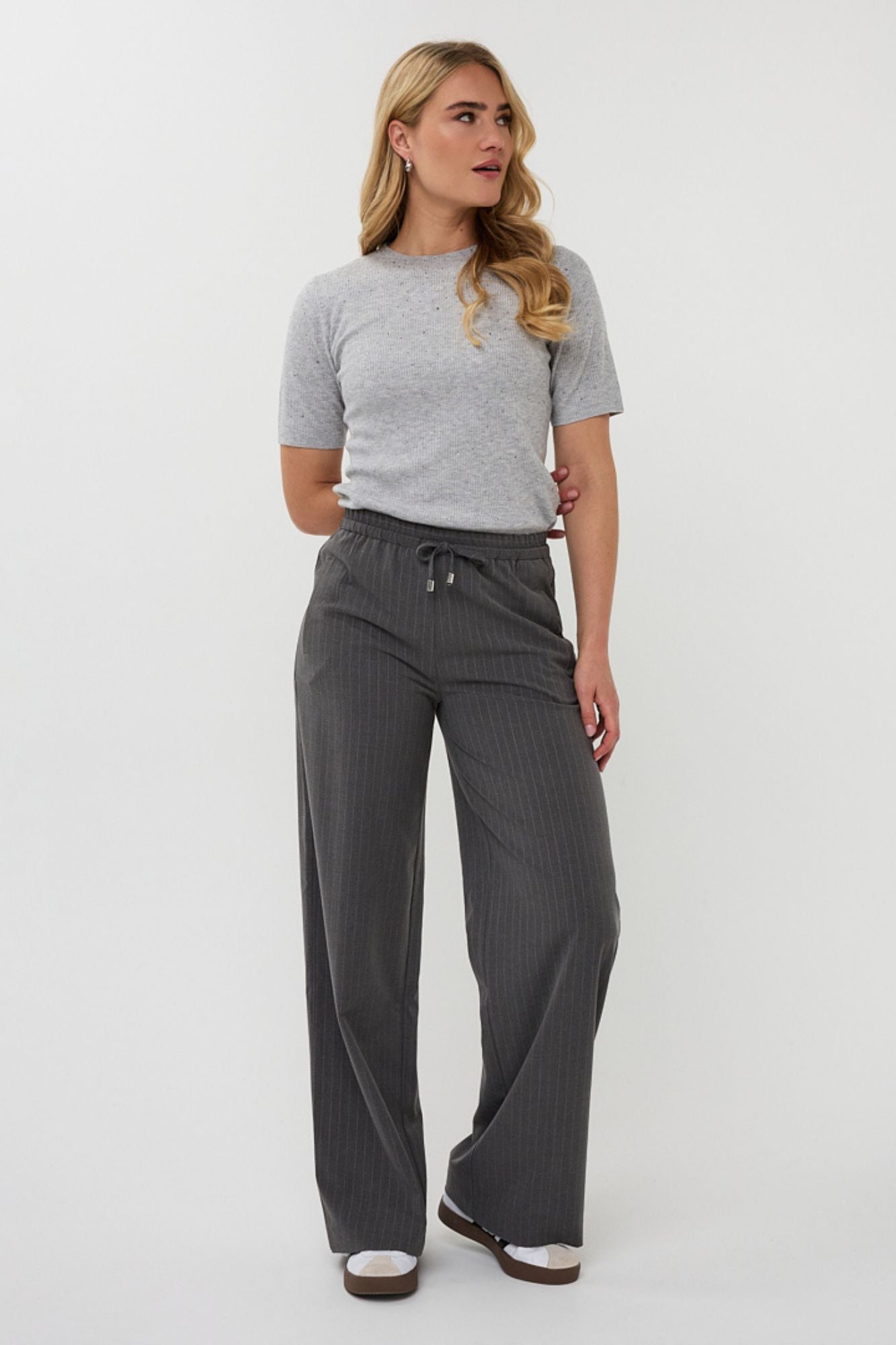 Trousers Drawstrings Pinstripe