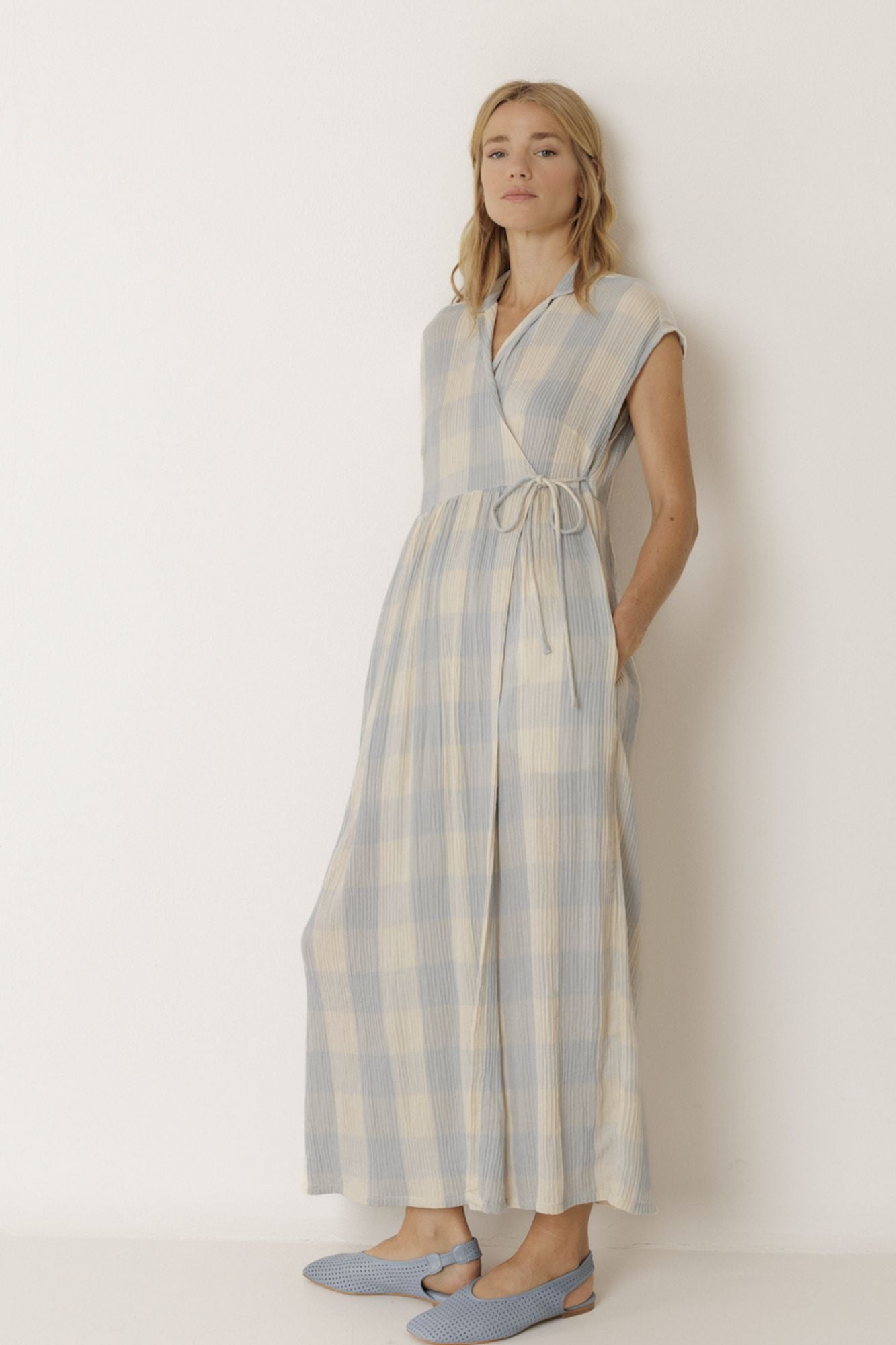 Crossover Gingham Dress