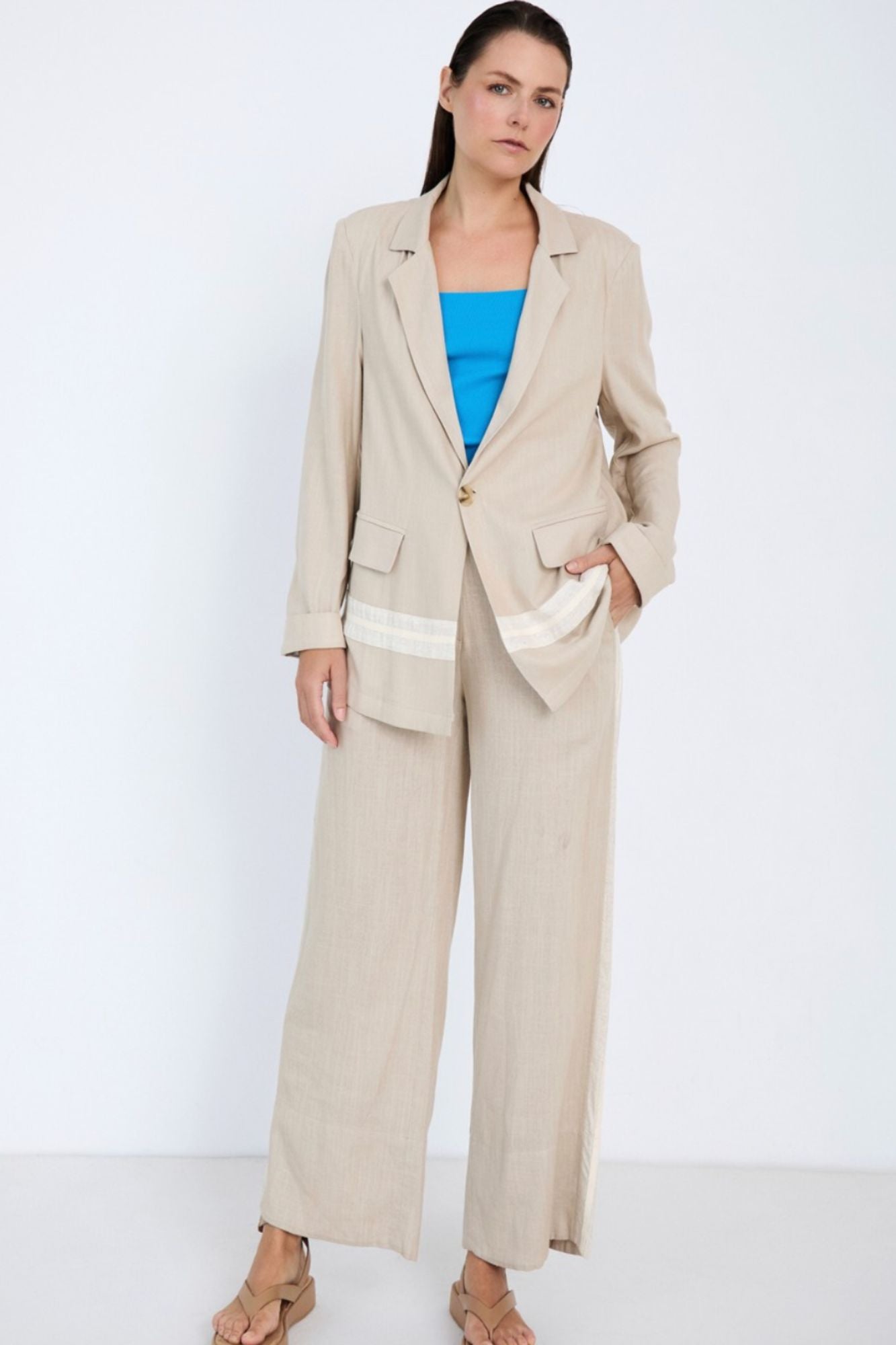 Linen Trousers with Contrast Detail