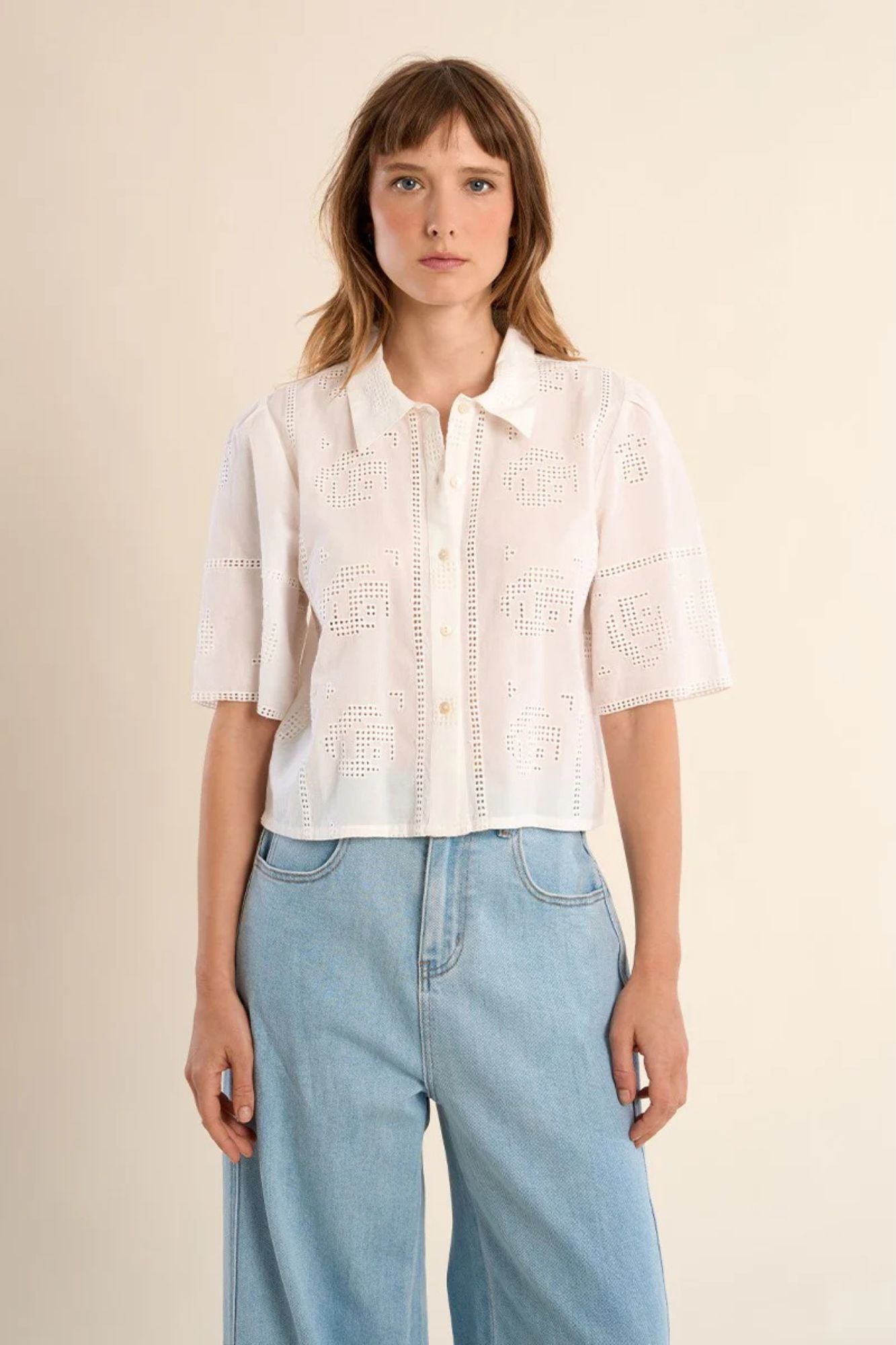 Woven Eyelet Shirt