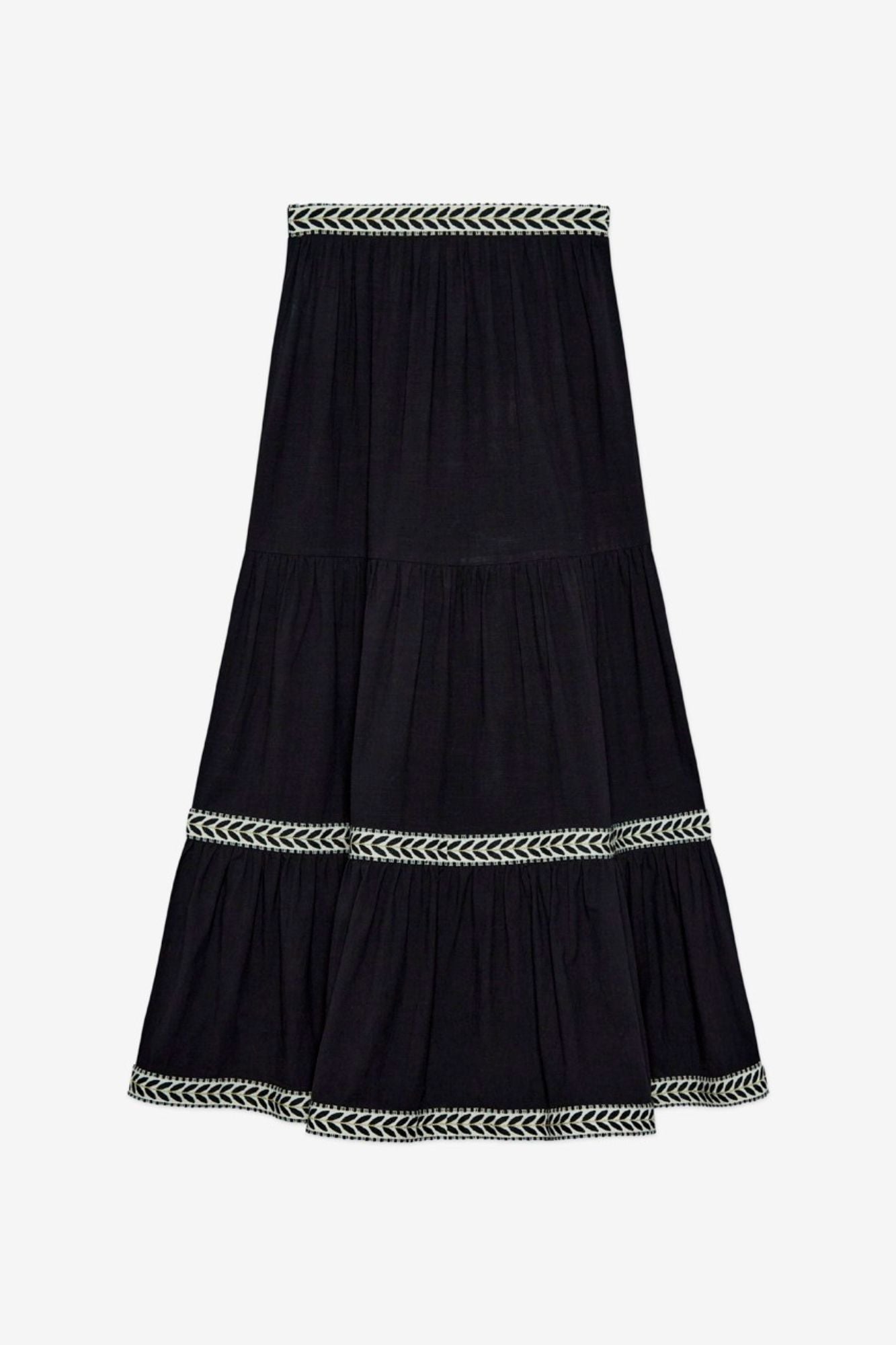Long Skirt Cotton Ruffles Embroidery