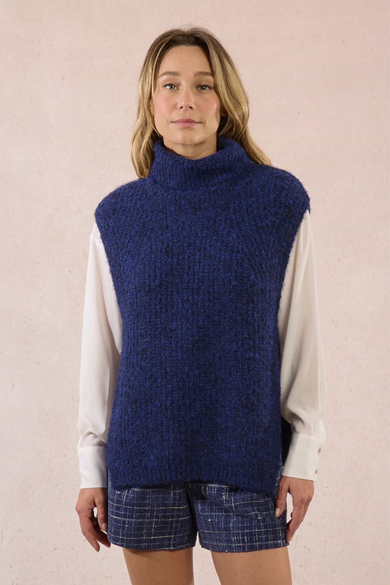 Marine Sleeveless Turtleneck