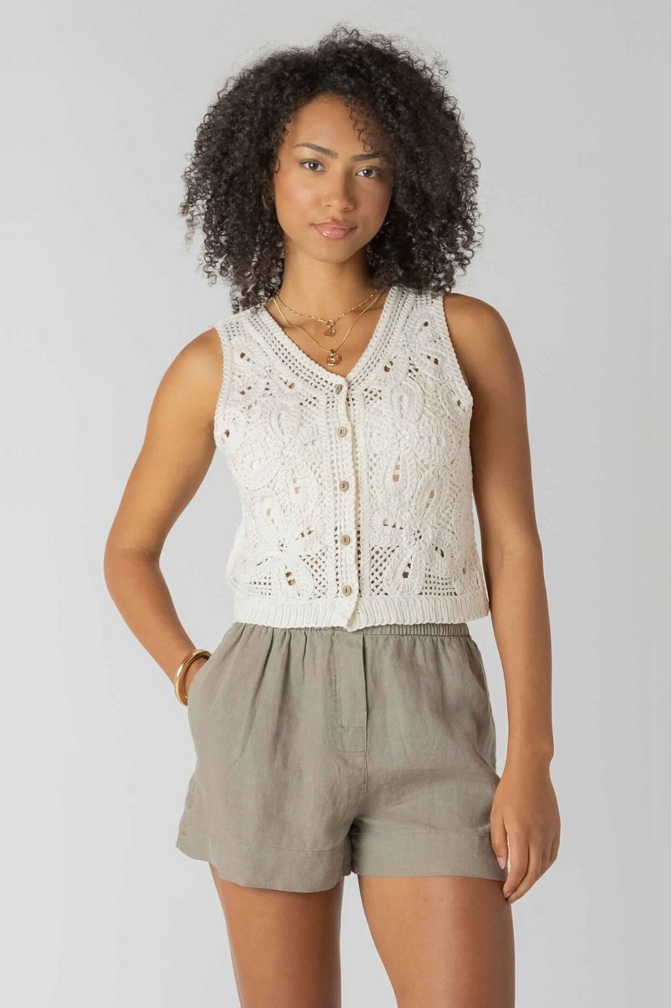 Crochet Buttoned Vest