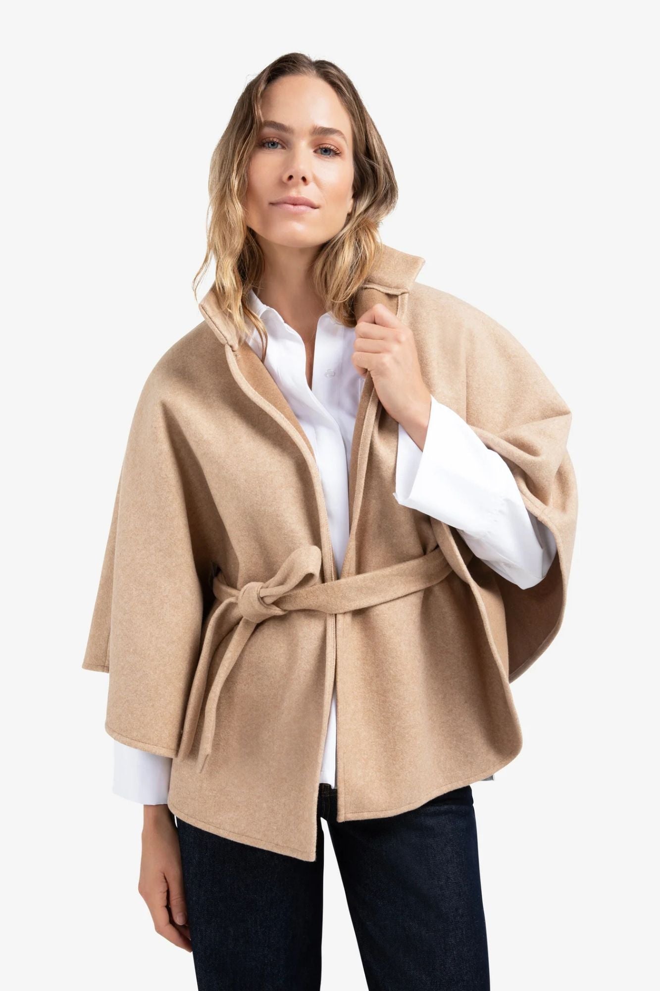 Woven Poncho With Collar