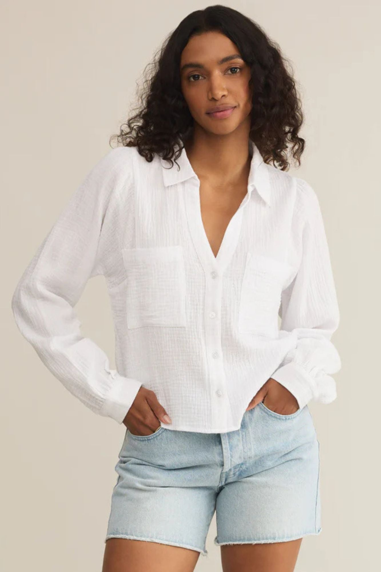 Campo Button Up Gauze Top