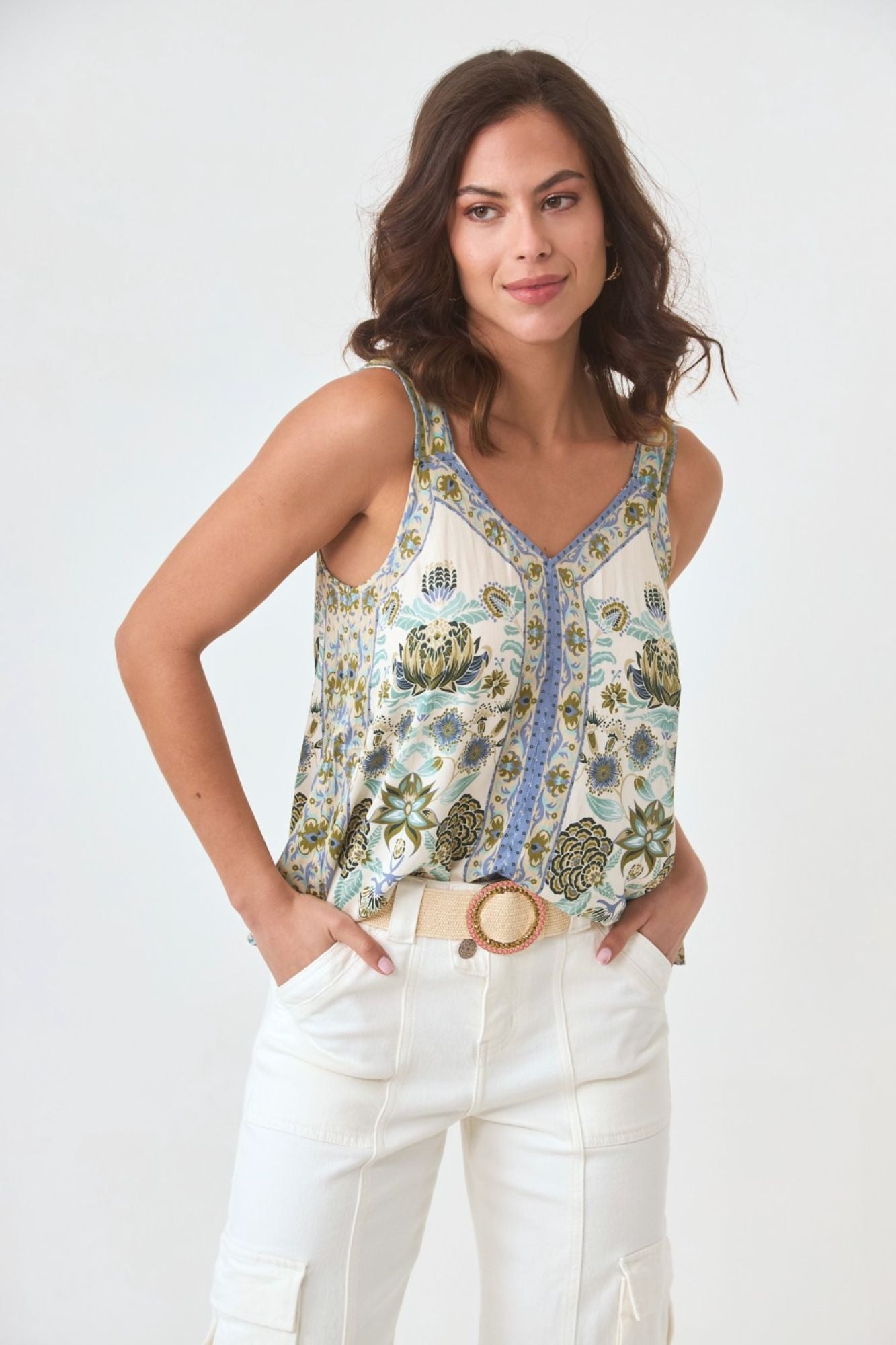 Strapless Top With Positional Print