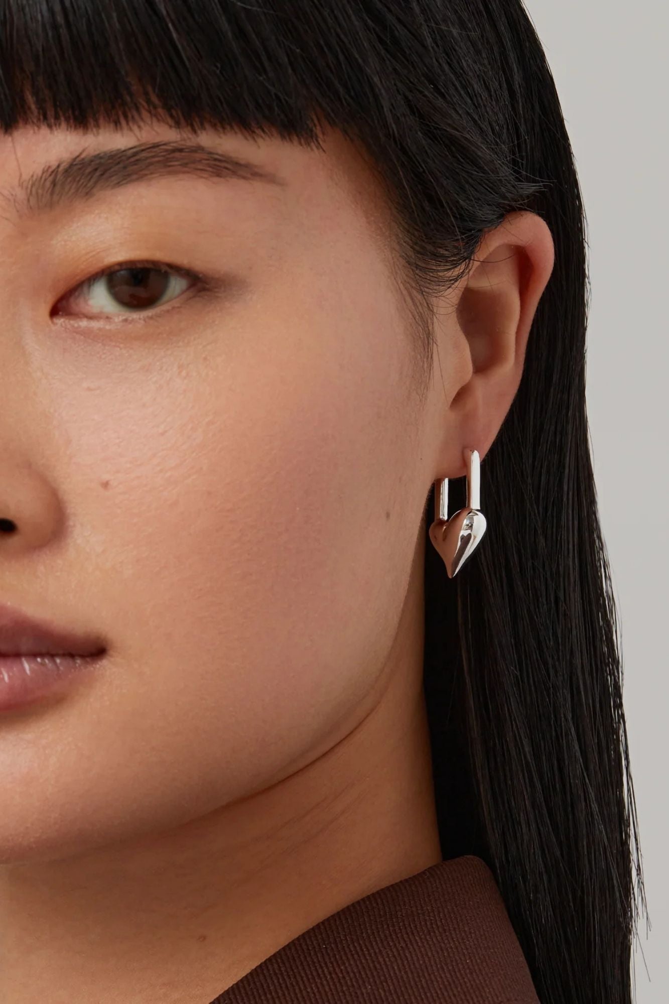 Padlock Heart Huggies Earrings