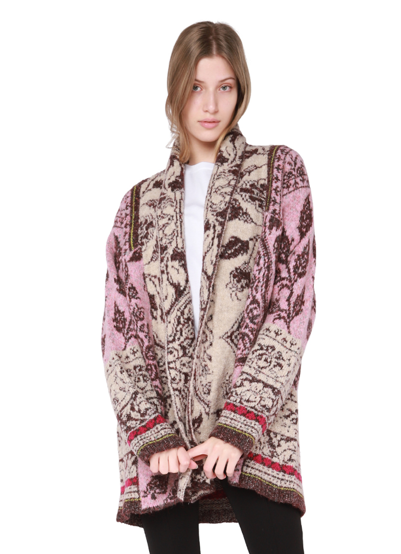 Cardigan en jacquard fleuri Andrea