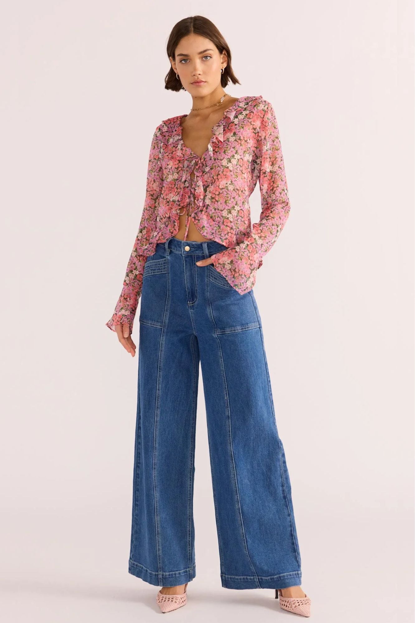 Amelia Ruffle Sheer Blouse