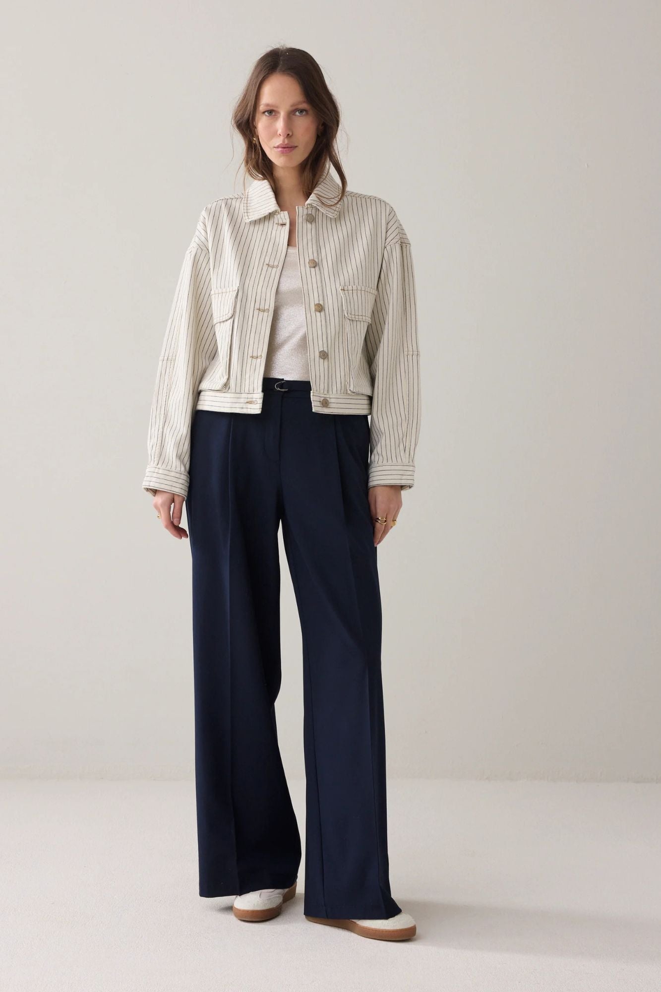 Denim Jacket with Herringbone Stripe