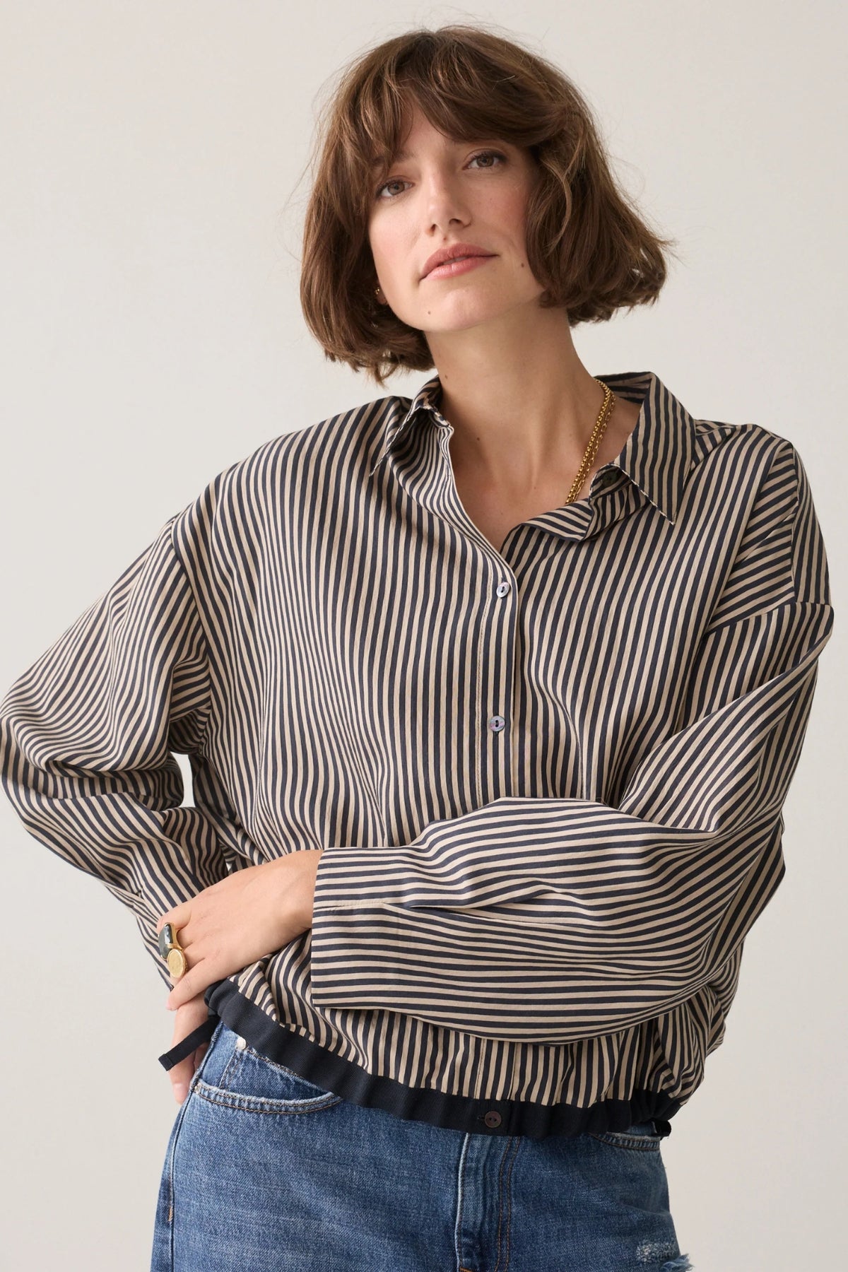 Boxy Two-Tone Blouse