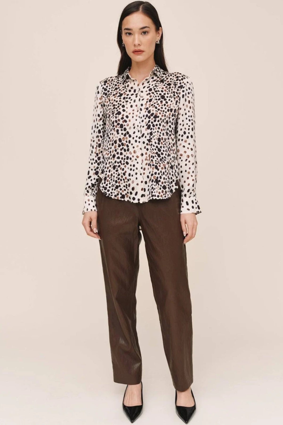 Faux Leather Elastic Waist Pant