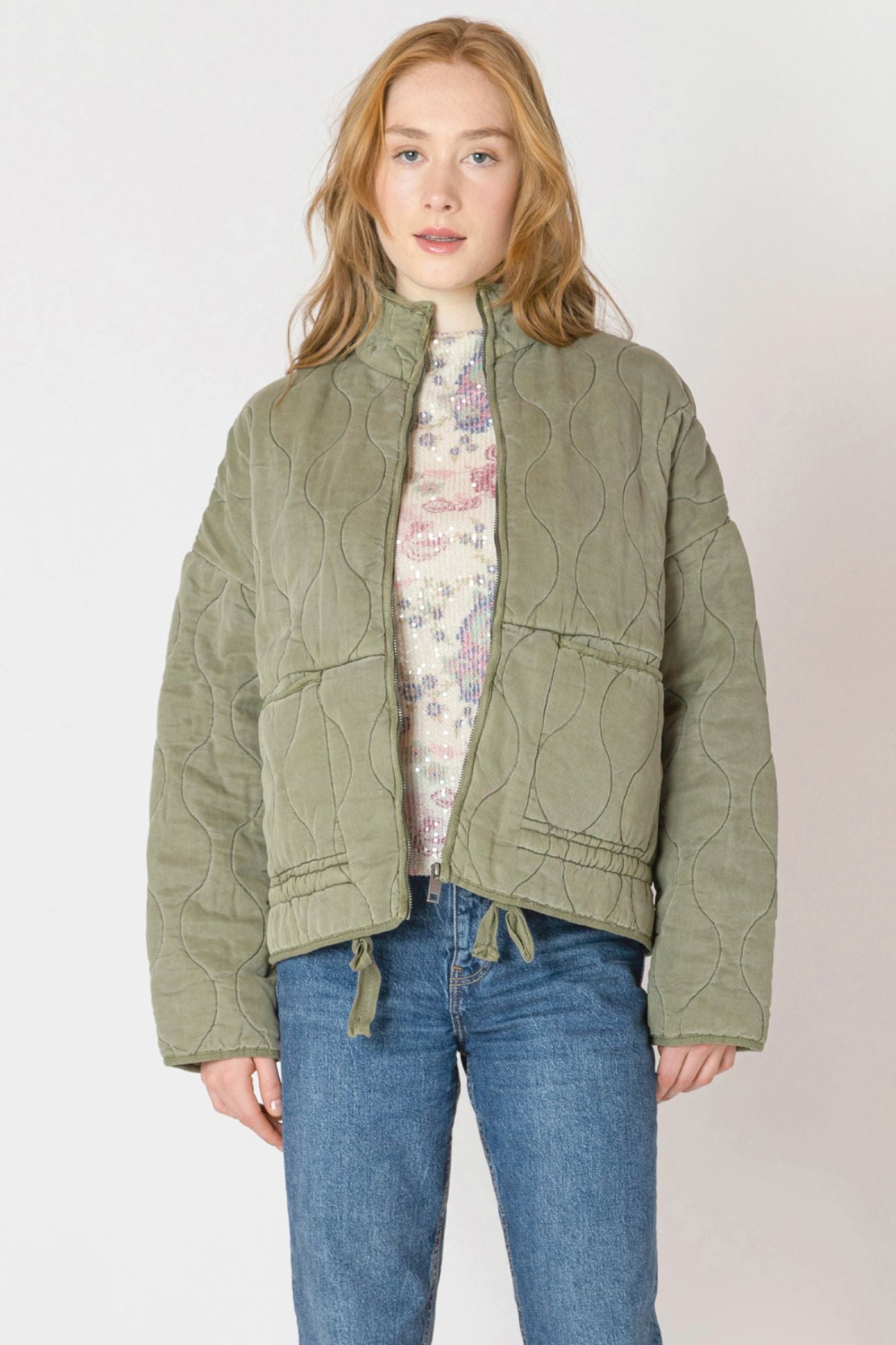 Drawstring Quilted Jacket Indigo Bay