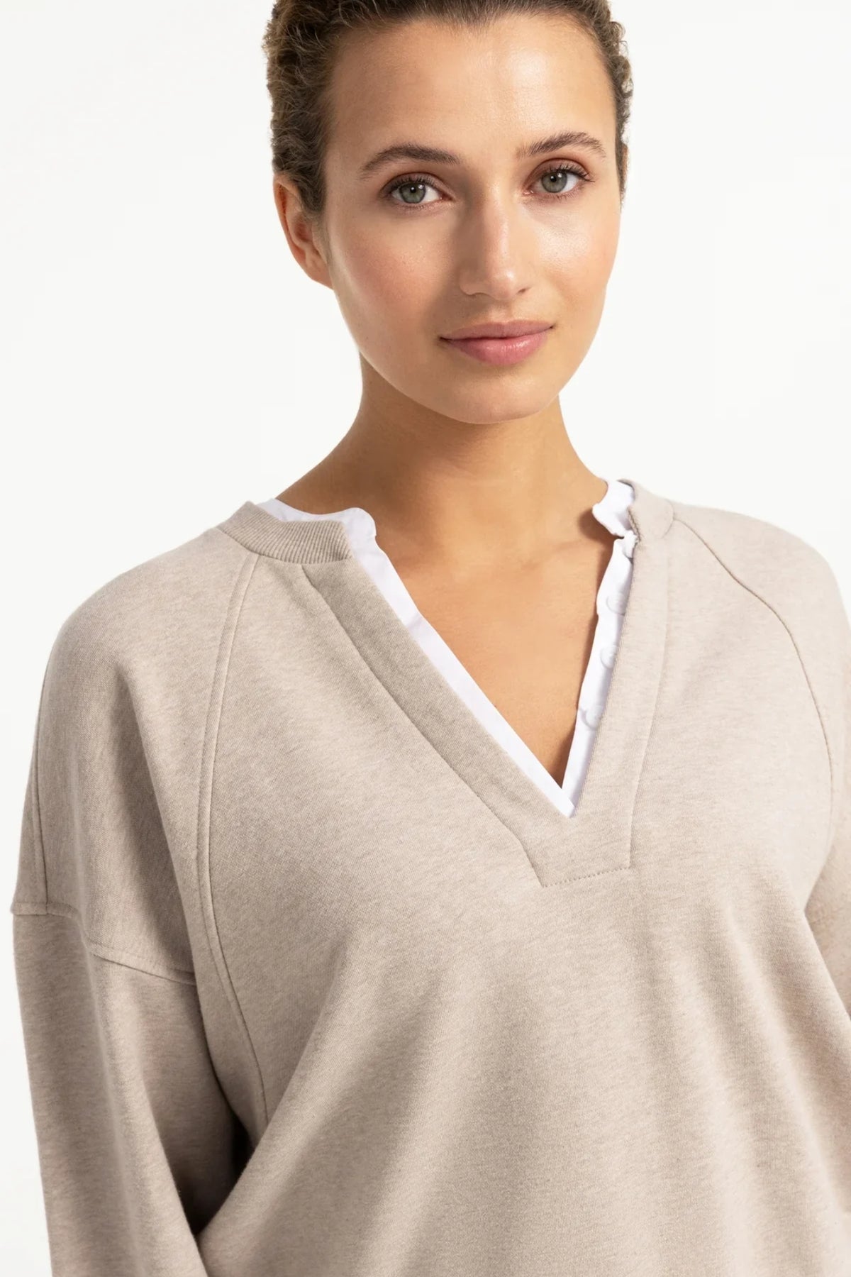 V-Neck Sweatshirt With Collar