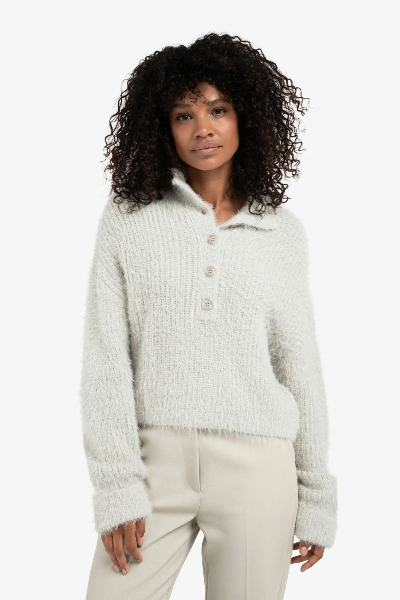 Furry Sweater With Collar