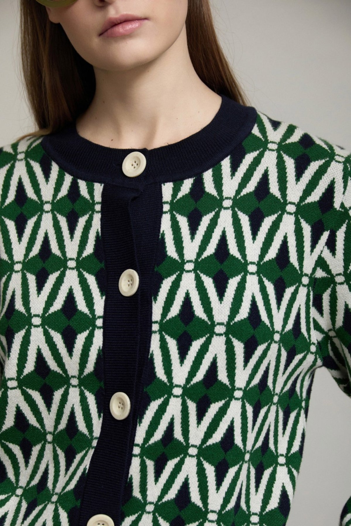 Geometric Jacquard Cardigan