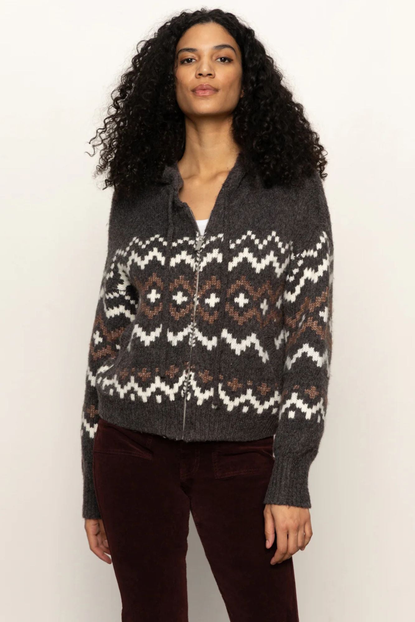Zip Up Fair Isle Hoodie