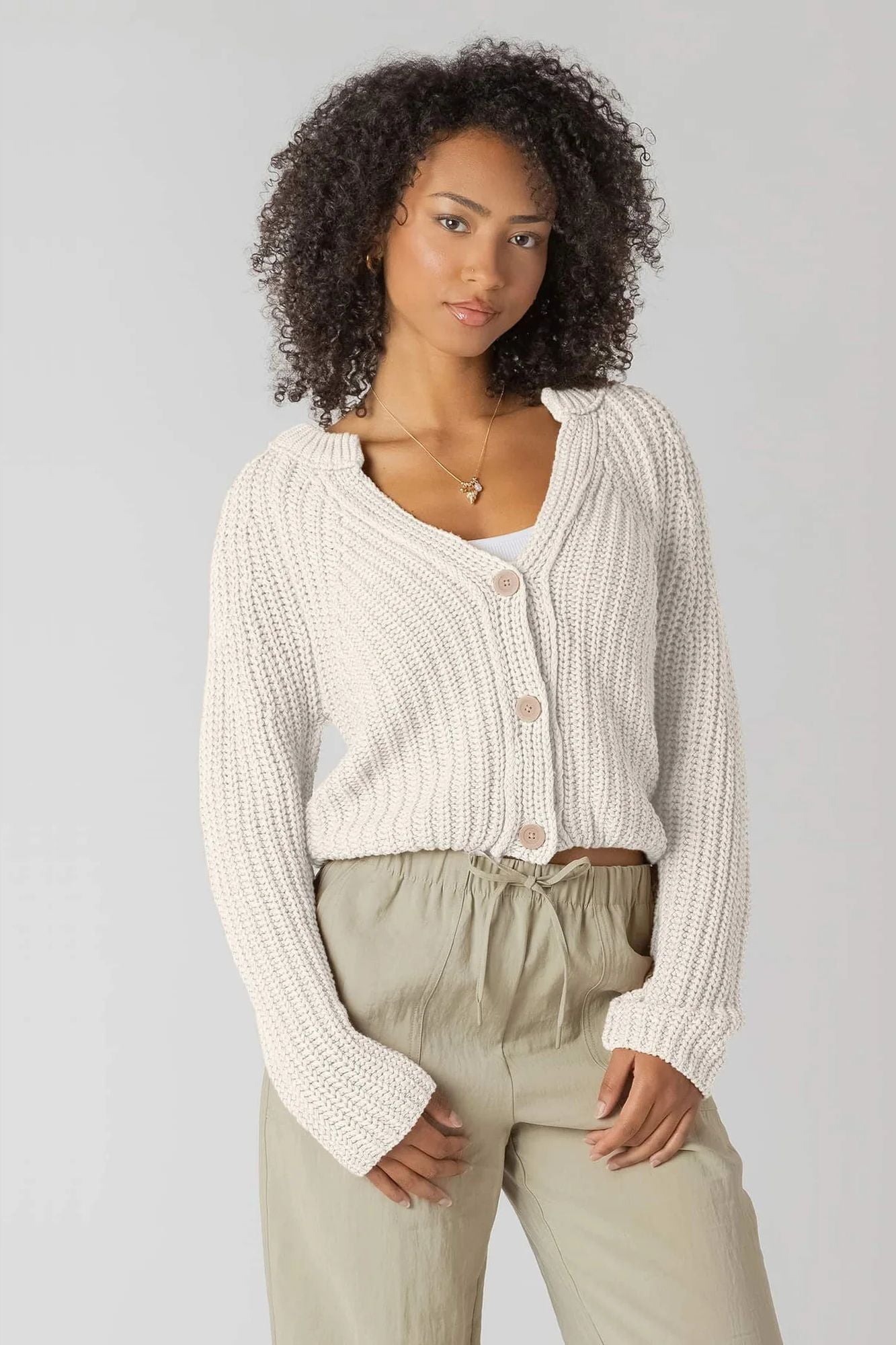 Textured Button Front Cardigan