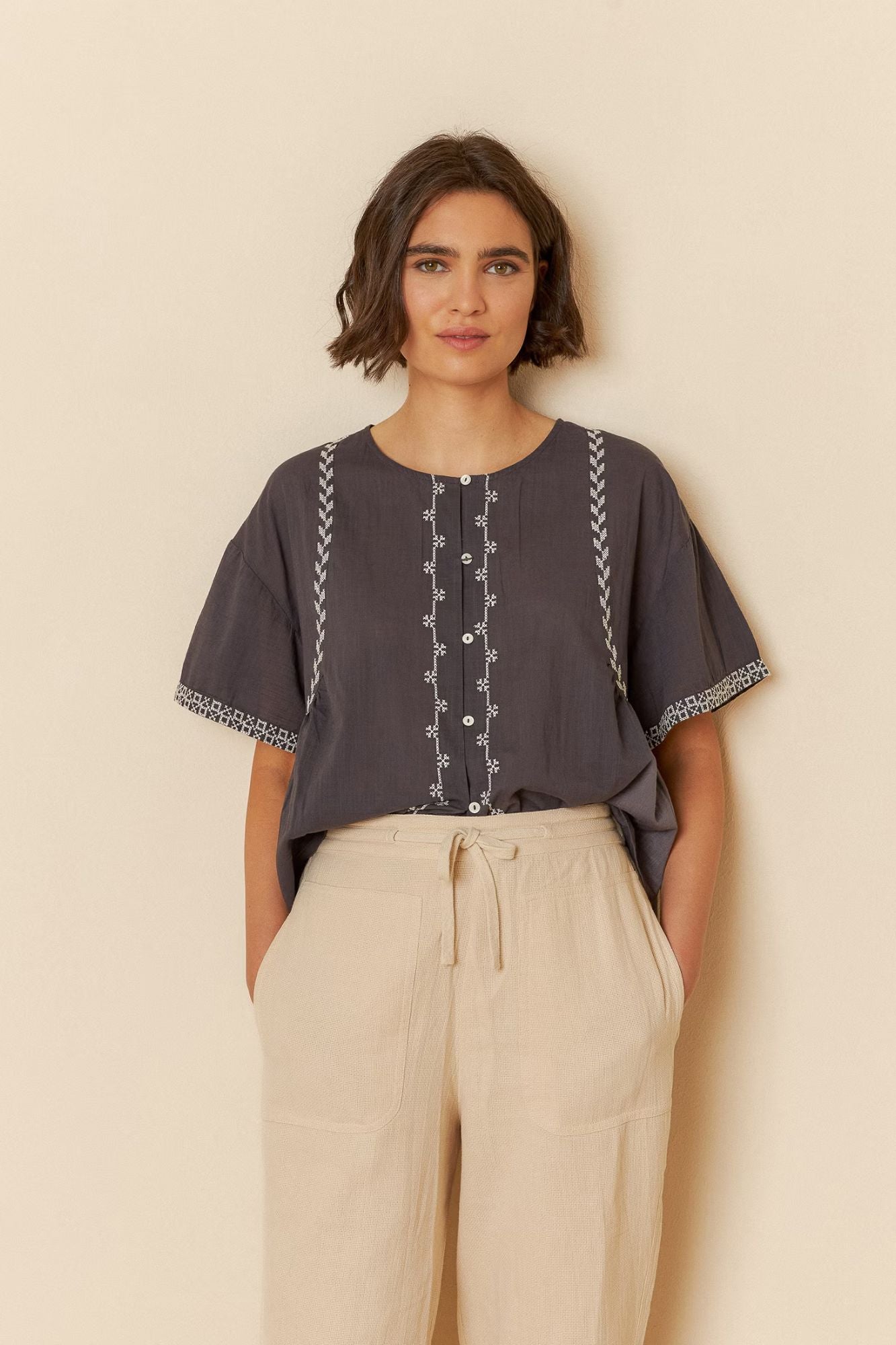 Embroidered Trapeze Shirt