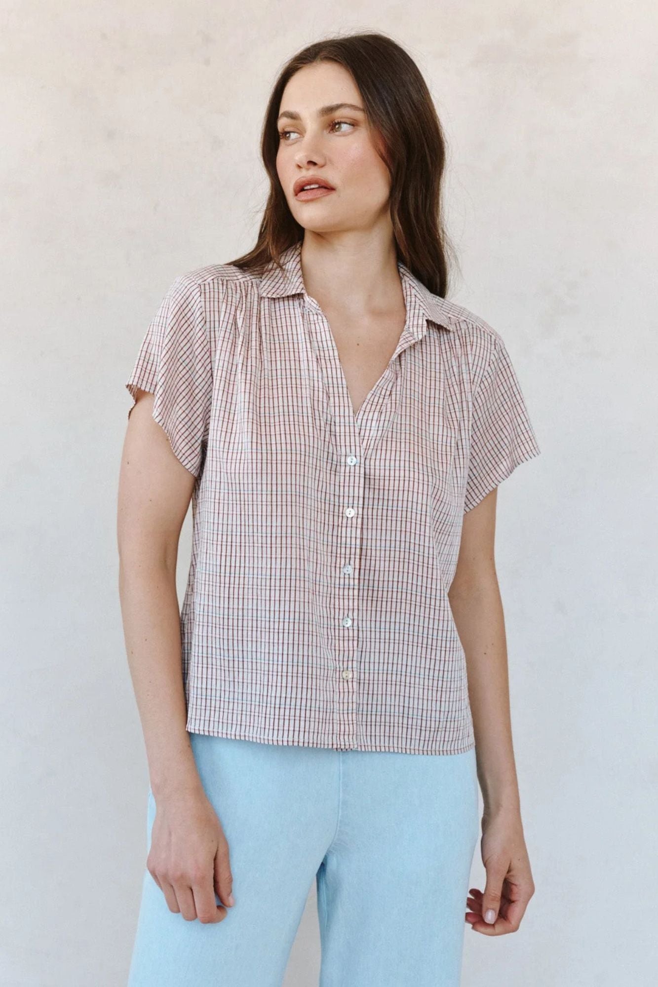 Shirred Short Sleeve Shirt