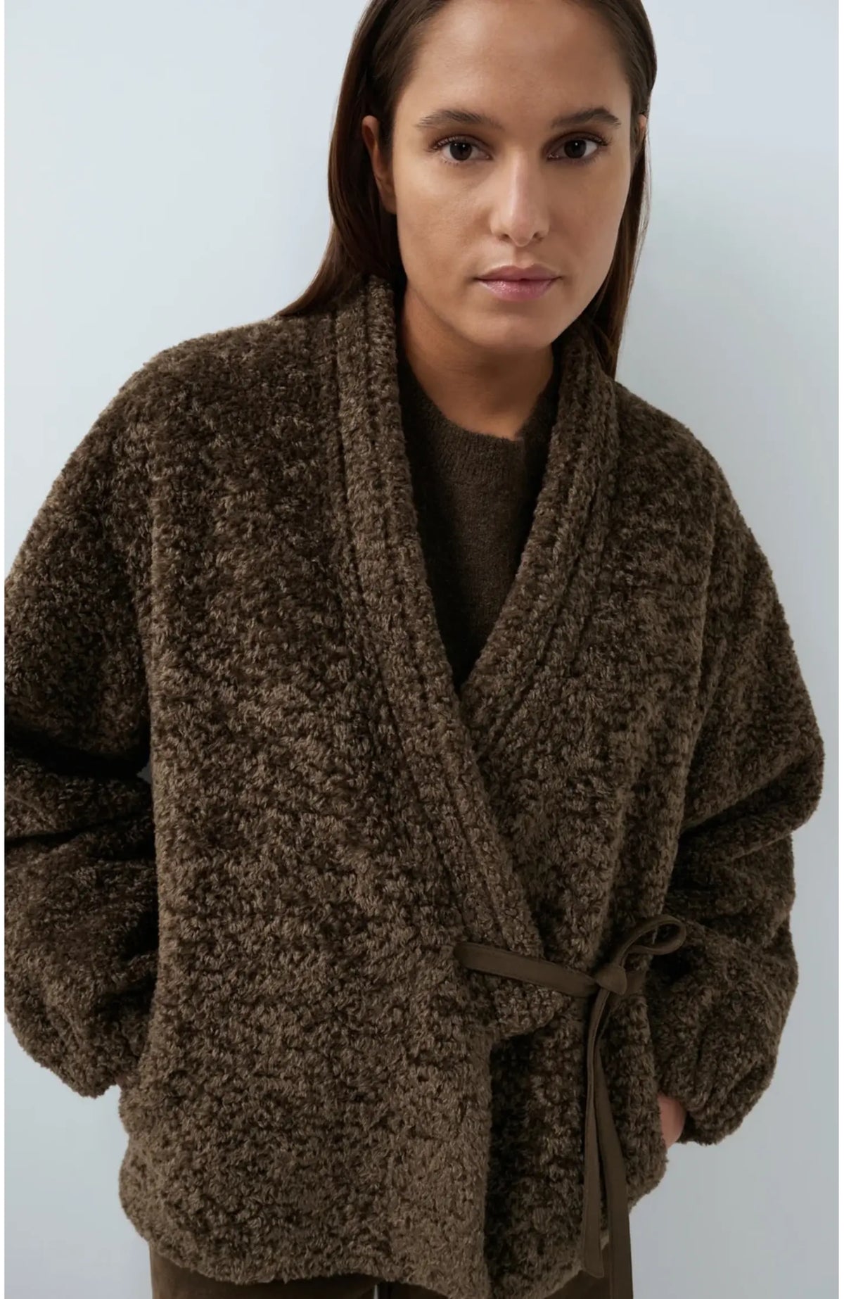 Faux Fur Kimono Wrap Jacket