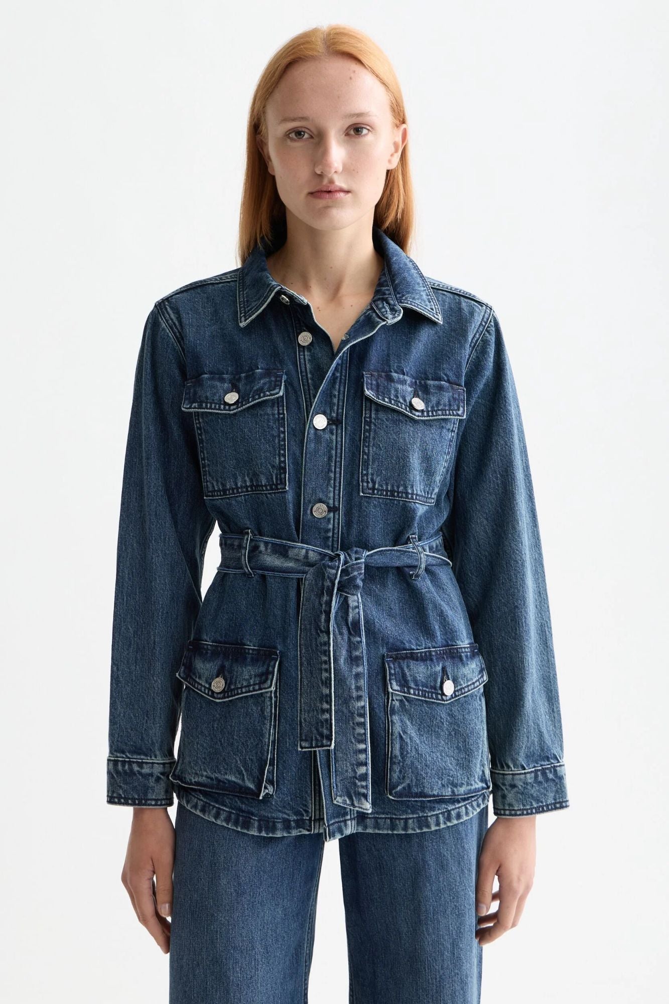 Worked Out Belted Denim Jacket