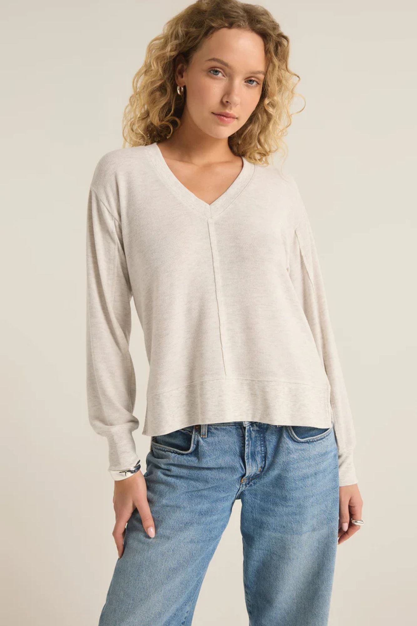 Wilder Cloud V Neck LS Top