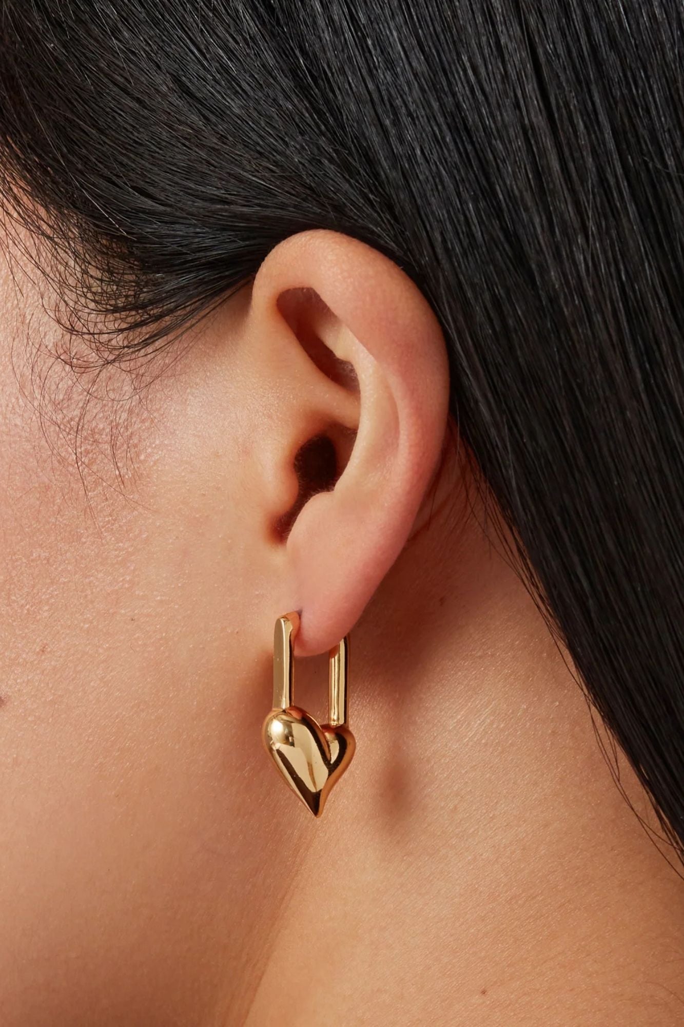 Padlock Heart Huggies Earrings