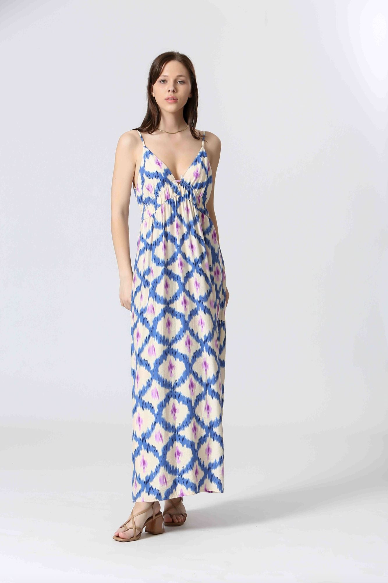 Long Geometric Print Dress